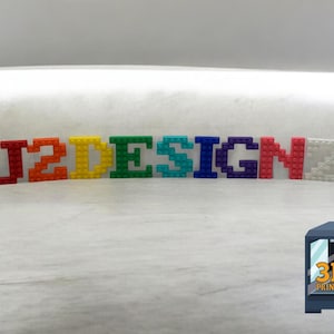 3D Printed Brick Style Letters - Personalized Lego Inspired Desk Sign for Kids Room & Nursery - Custom Playroom Decor in 15 Colors