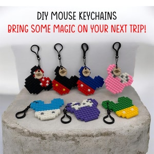 DIY Mouse Building Block Keychain Kit | Pixie Dust, Fish Extender, Cruise Reveal, Family Trip | DCL Keepsake | Pixel Block Build | 2 Styles