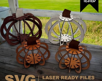 3D Laser geschnitten Kürbis SVG-Datei: Herbst Herzstück (Digitaler Download)