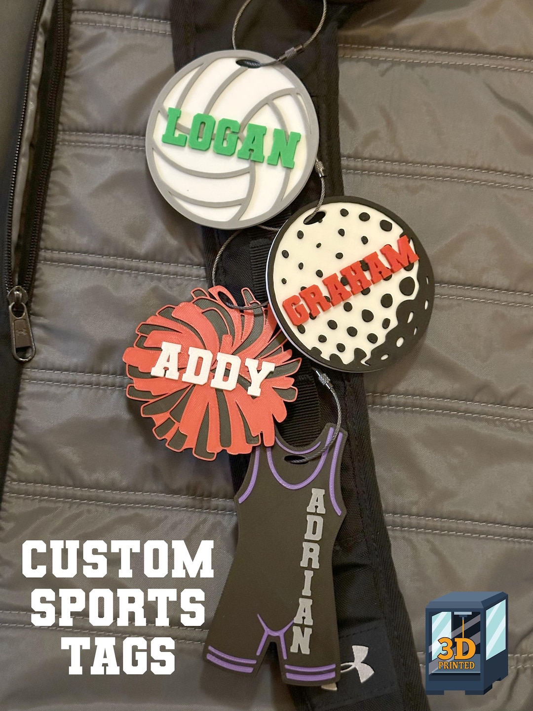 Cheer Backpack Tags Sports Bag Name Tag | Personalized Sport Keychain | Bag Tag for Cheer ...