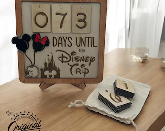 Countdown to Disney Trip Sign | Days Until Our Trip Sign | Vacation Countdown | Laser Engraved Wooden Countdown | Family Vacation Gift