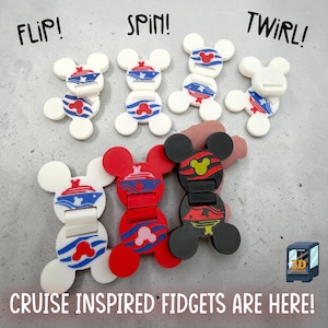 Cruise Line Mouse Inspired Flip Fidget | Pixie Dust, Cast Member Thank You, Fish Extender | 3D Printed | DCL Gift | Custom Color Options