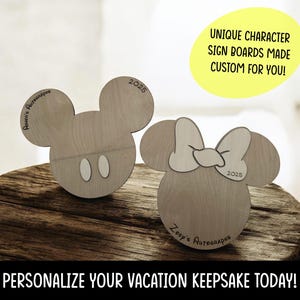 Personalized Character Autograph Sign Board | Mouse Inspired Autograph Board | Vacation Souvenir | Laser Engraved Signature Board | Keepsake