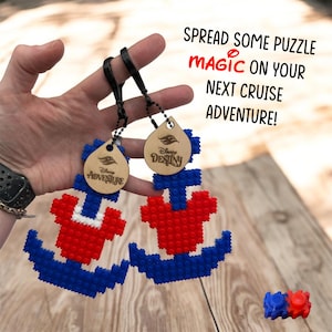 DIY Cruise Inspired Anchor Building Block Kit | Pixie Dust, Fish Extender, Cruise Reveal | DCL Keepsake | 138 Piece Puzzle, Pixel Build