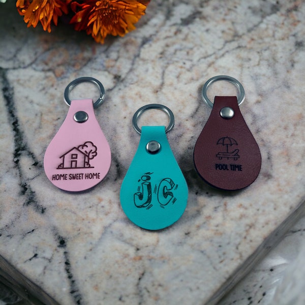 Custom Leather Key Fob | Personalized | Laser Engraved | Keychain | New House Gift | Realtor Gift | New Driver | Monogrammed Key Fob