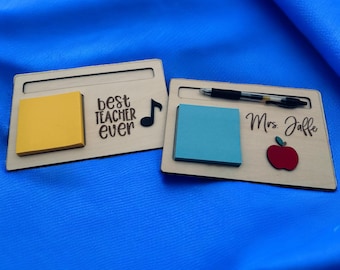 Post-It Note with Pen Holder | Laser Engraved Post-It Holder | Teacher Appreciation | Personalized Desk Decor | End of Year Teacher Gift