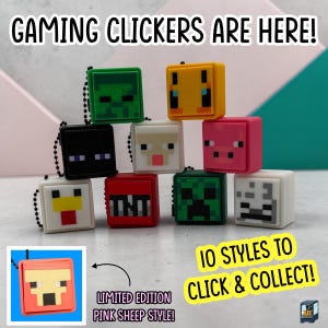 Gaming Inspired Clicker Keychain | Pixel Style Clicker | 3D Printed | 10 Styles to Collect | Pocket Fidget, Desk Toy | Game Party Favor