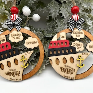 Cruise Line Inspired Personalized Christmas Ornament | DCL Cruise Keepsake | Custom Ornament Travel Gift, Family Trip | Fish Extender Gifts