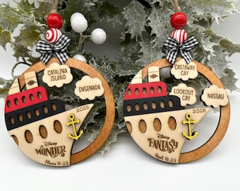 Cruise Line Inspired Personalized Christmas Ornament | DCL Cruise Keepsake | Custom Ornament Travel Gift, Family Trip | Fish Extender Gifts