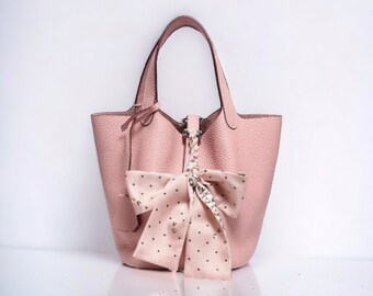 Authentic Leather Bucket Bag for Women