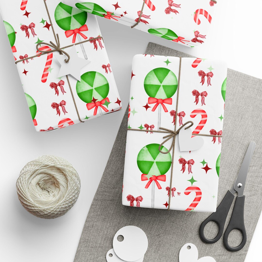 Festive Candy Cane Wrapping Paper : Holiday Gift Wrap With Peppermint ...