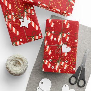 Candy Cane Christmas Wrapping Paper : Festive Holiday Gift Wrap with Red and White Candy Canes, Perfect for Holiday Gifts
