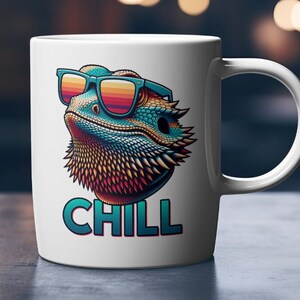 Chill Bearded Dragon Lustige Keramiktasse, 11 Unze