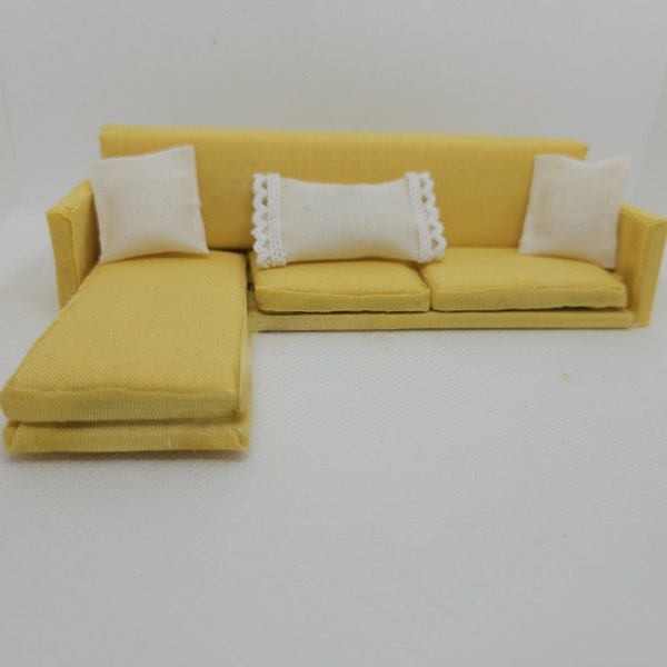 Customize Your Dollhouse Couch: Handmade Sectional Loveseat Three-Seat Couch for 1/12, 1/24, or 1/6 Scale – Fully Customizable