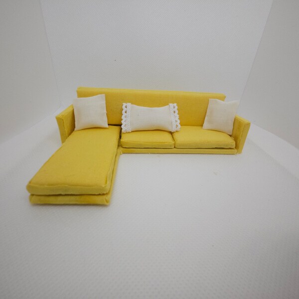 Customized Dollhouse Couch - Handmade Sectional Loveseat Three Seat Couch- 1/12, 1/24 or 1/6 - hand made for any doll house fully custom