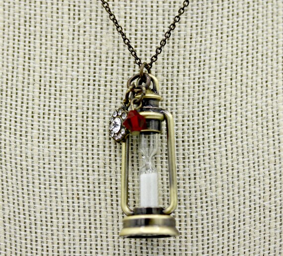 Sandman Sand Timer Hour Glass Brass Lantern Necklace Pendant on 16 Inch Chain Mr