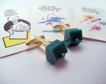 Monopoly Hotel Token Kitsch Cufflinks Cuff links DORK NERD GEEK