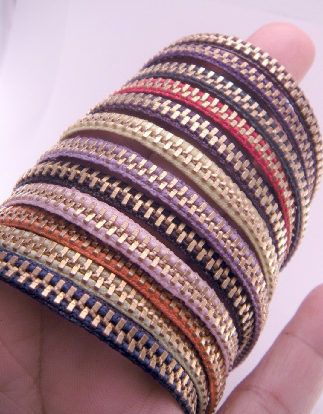 YOU CHOOSE Color Zippity Doo Dah 7 Inch Brass Zipper Bracelet With