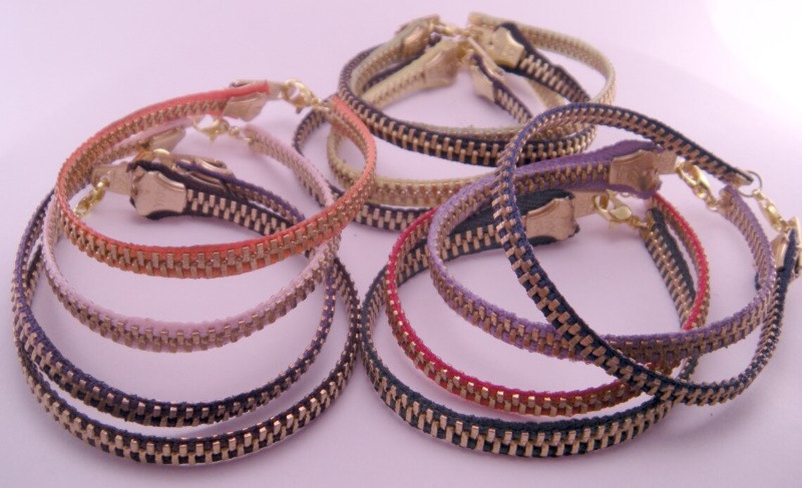 YOU CHOOSE Color Zippity Doo Dah 7 Inch Brass Zipper Bracelet Etsy