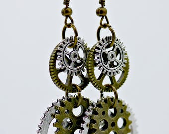 Steampunk Industrial Gear Earrings