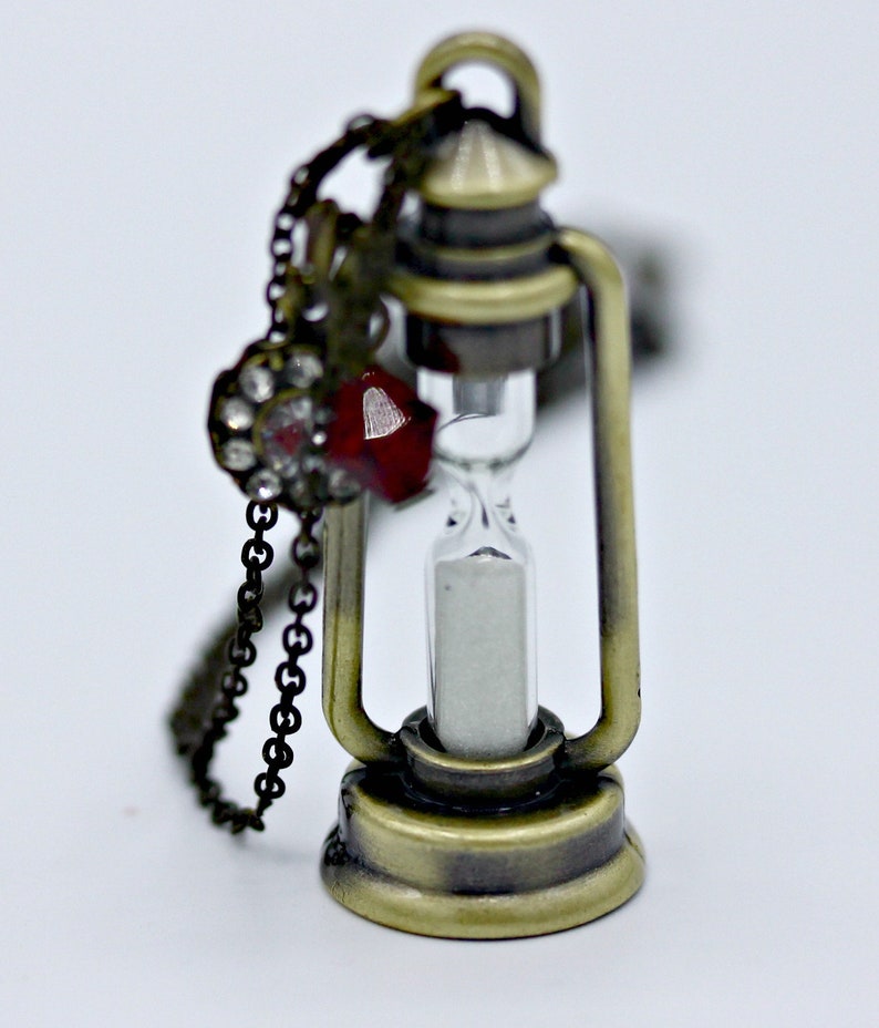 Sandman Sand Timer Hour Glass Brass Lantern Necklace Pendant on 16 Inch Chain Mr