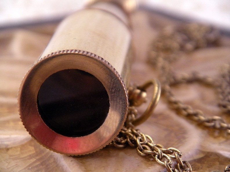 Ahoy Matey Mini Brass Telescope Necklace Pendant With 22 Inch Brass