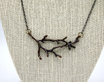 Brass Tree Branch Necklace Pendant on 16 Inch Brass Chain