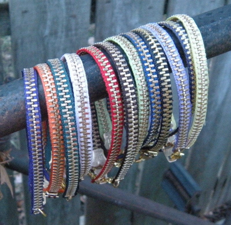 YOU CHOOSE Color Zippity Doo Dah 7 Inch Brass Zipper Bracelet Etsy