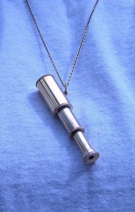 Ahoy Matey Mini Brass Telescope Necklace Pendant With 22 Inch Brass
