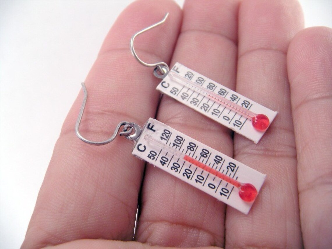 Is It HOT HOT HOT Novelty Thermometer Earrings Etsy