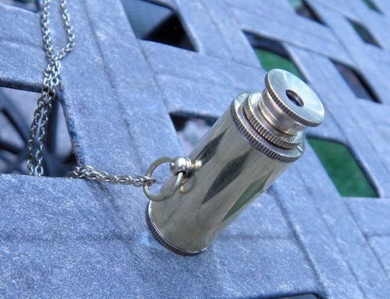 Ahoy Matey Mini Brass Telescope Necklace Pendant With 22 Inch Brass