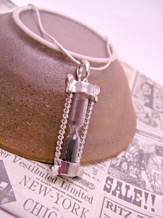 Sandman Sand Timer Hour Glass Brass Lantern Necklace Pendant on 16 Inch Chain Mr