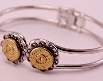 Annie Get Your Gun Recycled Brass Bullet Gunshell Bracelet Cuff 45 Gauge