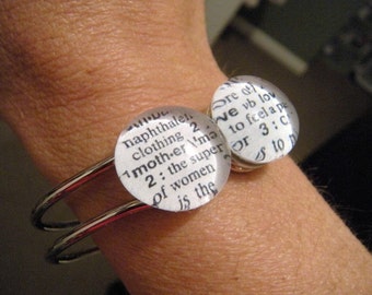 YOU CHOOSE Two Words Glass Marble Dictionary Definition Word Hinge Cuff Bracelet Mother Love