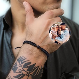 Custom Photo Projection Bracelet Men, Personalized Memorial Gift for Dad, Anniversary Birthday Gift for Boyfriend Husband, Sympathy Gift