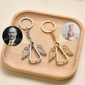 Portachiavi personalizzato con proiezione fotografica, ricordo fotografico in stile retrò, regalo di condoglianze in ricordo dei nonni, regalo commemorativo con foto per lei.