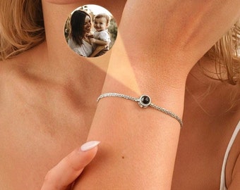 Memorial Photo Bracelet, Personalized Gift for New Mom, Projection Bracelet with Inside Picture, Gift for Grandma, Keepsake for Wife