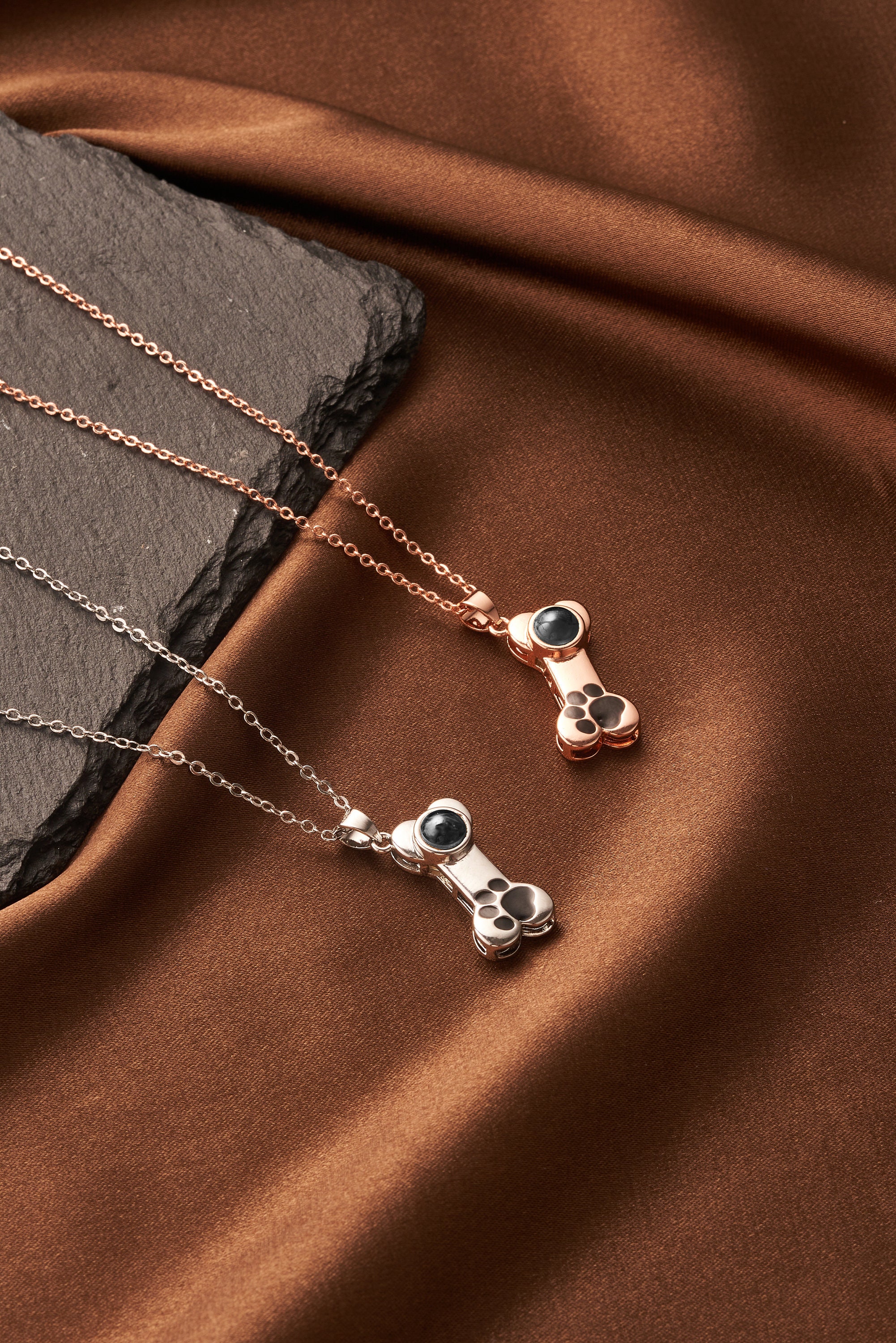 Personalized Necklace, Custom Puppy Photo Projection Necklace, Puppy Memorial Photo, Minimalist Pet Necklace