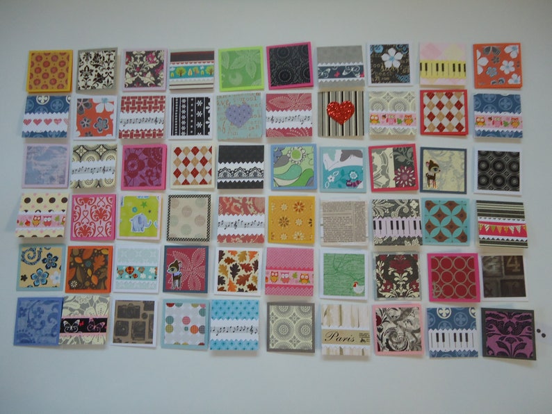 60 petites cartes de notes, boîtes à lunch notes damour, cartes de notes de mini-boutique, petites cartes de notes de lot mixte, 2 x 2 mini-cartes de notes, cartes de notes vierges, lot J2 image 1