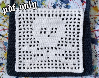 The Skull Messenger Bag Pattern| filet crochet| digital pdf pattern only