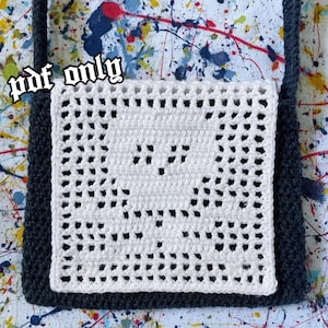 The Skull Messenger Bag Pattern| filet crochet| digital pdf pattern only