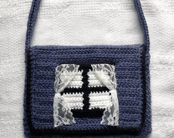 Bolso con ventana/bolso de mensajero tejido a crochet hecho a mano