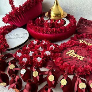 Set da sposa per la sposa e lo sposo per la notte dell'henné - Henna-Nacht-Hochzeitssets für Braut und Bräutigam - Kına Gecesi Gelin ve Damat Düğün (Borgogna)