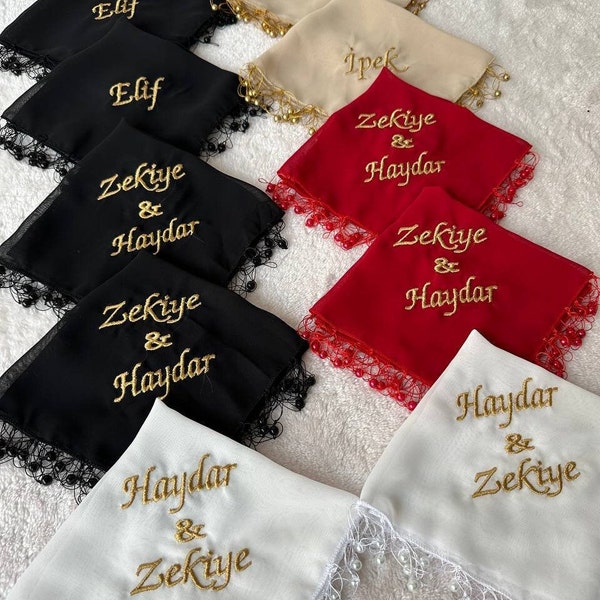 50 Piece Special Fabric Embroidered Beaded Dance Handkerchief - 50 Stück Besonderes, mit Perlen besticktes Tanztaschentuch aus Stoff- Halay
