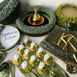 Set da sposa per la sposa e lo sposo per la notte dell'henné - Henna-Nacht-Hochzeitssets für Braut und Bräutigam - Kına Gecesi Gelin ve Damat Düğün (Verde)