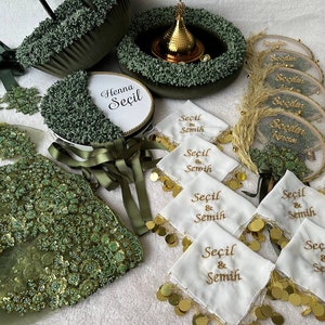 Henna Night Bride and Groom Wedding Sets - Henna-Nacht-Hochzeitssets für Braut und Bräutigam - Kına Gecesi Gelin ve Damat Düğün seti(Green2)