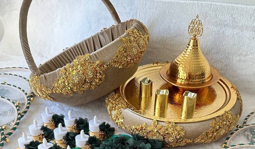 Henna Night Bride & Groom Wedding Set: Gold Decoration - Etsy