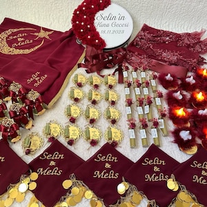 Henna Night Bride and Groom Wedding Sets - Henna-Nacht-Hochzeitssets für Braut und Bräutigam - Kına Gecesi Gelin ve Damat Düğün (Burgundy)