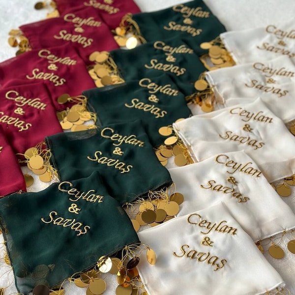 10 Piece Special Fabric Chiffon Sequined Dance Handkerchief - 10 Stück Besticktes Tanztuch aus speziell angefertigtem Chiffonstoff-Halay