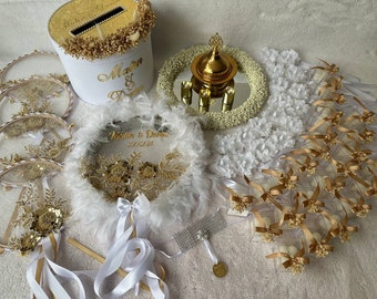 White Henna Night Set | Bridal Bridesmaid Tambourines, Jewelry Box end Gifts
